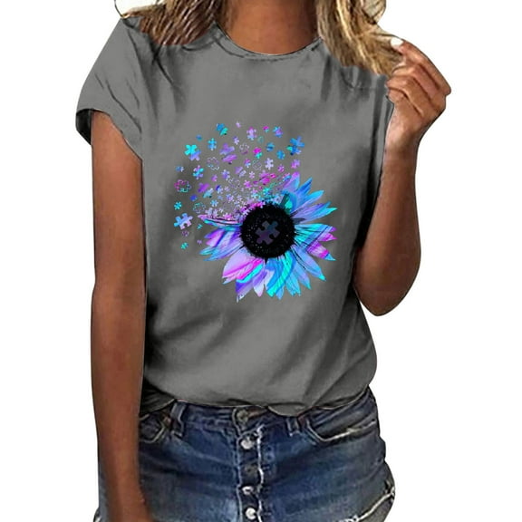 Kayannuo Short Sleeve Womens Tops Graphic Tees Women Valentine's Day Women Casual Letter Printing Short Sleeves Loose T-Shirt Blouse Tops