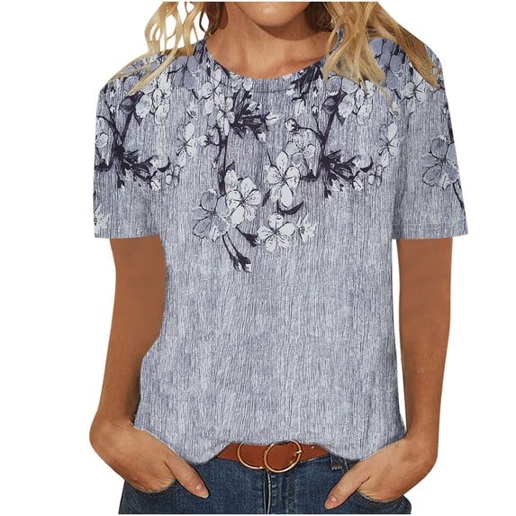 Kayannuo Short Sleeve Womens Tops Graphic Tees Women Valentine's Day Women's Printed Round Neck Short Sleeve T-shirt Loose Top Blouses