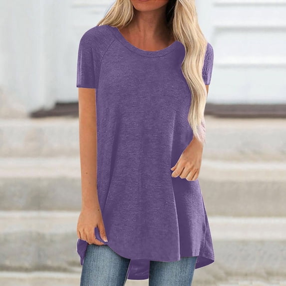 Kayannuo Short Sleeve Womens Tops Clearance Graphic Tees Women Valentine's Day Women's Summer Solid Round Neck Loose Short Sleeve Tops T-shirt Blouse