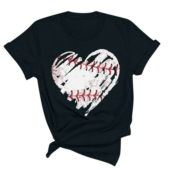 Kayannuo Short Sleeve Womens Tops Graphic Tees Women Valentine's Day Womens Fashion Print Tops Short Sleeve Out Blouse Funny Round Neck T-Shirt Tops