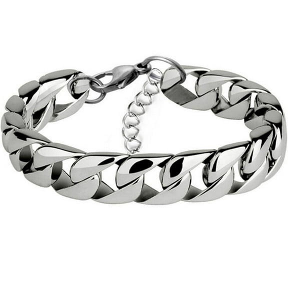 Kayannuo Christmas Stainless Steel 3.2mm Men Flat Bracelet Titanium Steel Hand Jewelry Gift Silver