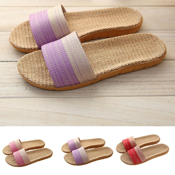 Kayannuo Summer Slippers for Women Women's House Slippers Indoor/Outdoor Fashion Couple Casual Linen Round Head Comfy Casual Wear-resisting Home Shoes