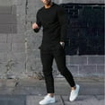 thumbnail image 1 of Kayannuo Sweat Pants for Men Spring Christmas Men's Solid Color Suit Round Neck Long Sleeve T-Shirt Trousers Tight Two Piece Set Black, 1 of 5