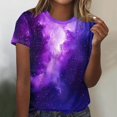 thumbnail image 1 of Kayannuo T-shirts Womens Women's New Casual Fashion Printed T-Shirt Crewneck Short-Sleeved Top Purple L, 1 of 5
