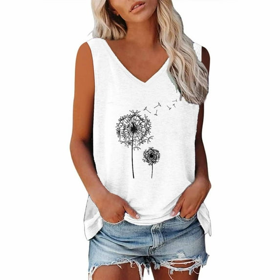 Kayannuo Tank Top for Women Summer Womens Tops Women's Printed Sleeveless Casual V-Neck Tank Top