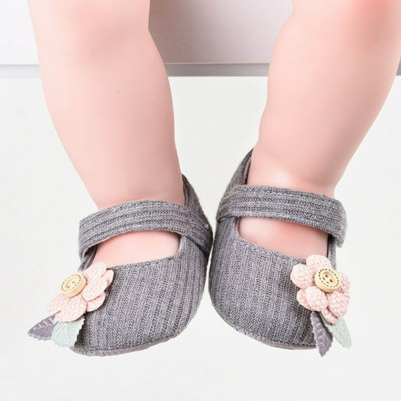 Kayannuo Toddler Shoes Boys Baby Wool Booties Knitted Flower Design Non-Slip Sole Warm Winter Footwear for Infants 0-12 Months