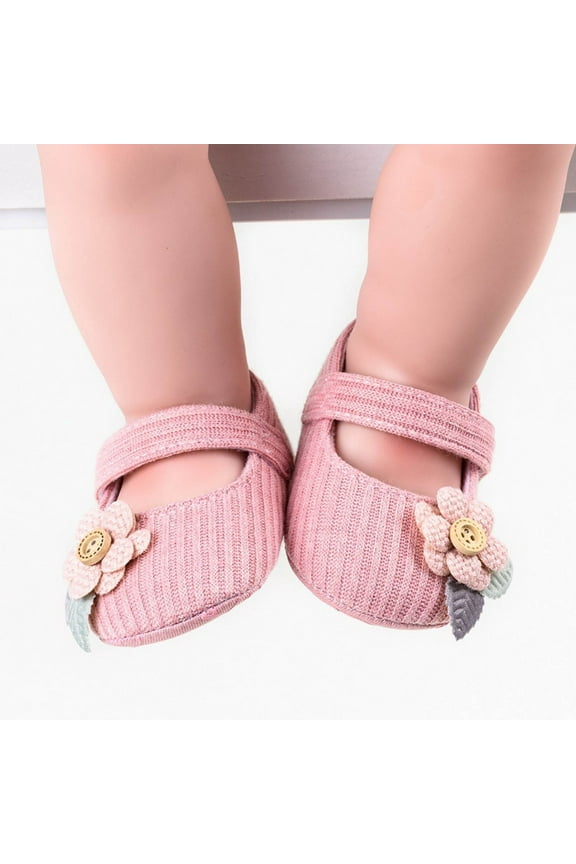 Toddler Shoes Baby Wool Booties Knitted Flower Design Non-Slip Sole Warm Winter Footwear for Infants 0-12 Months
