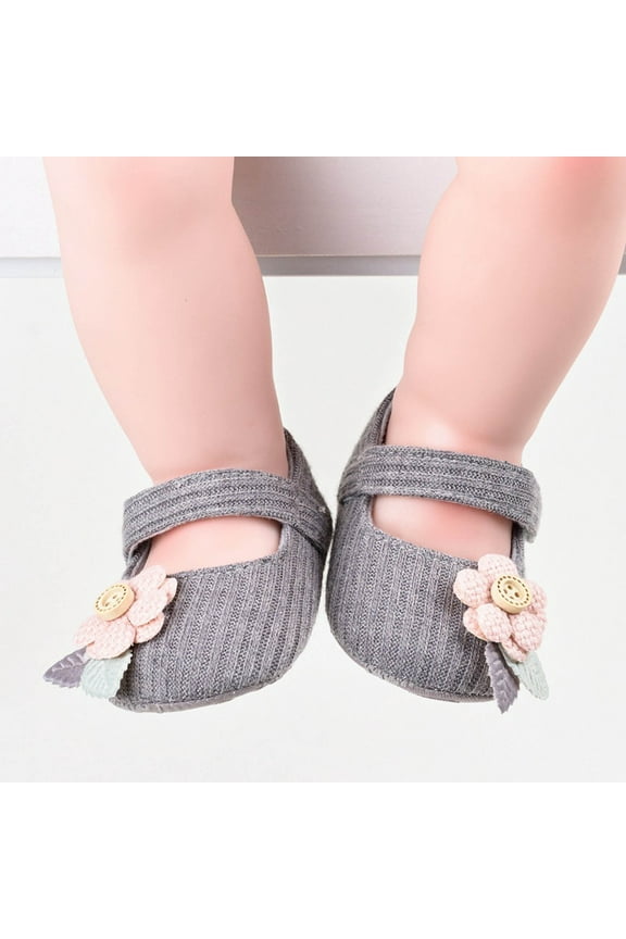 Toddler Shoes Girl Baby Wool Booties Knitted Flower Design Non-Slip Sole Warm Winter Footwear for Infants 0-12 Months