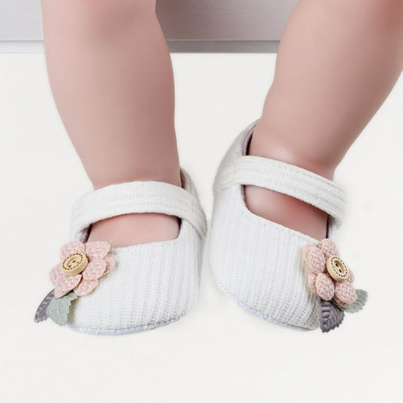 Kayannuo Toddler Shoes for Girls Baby Wool Booties Knitted Flower Design Non-Slip Sole Warm Winter Footwear for Infants 0-12 Months