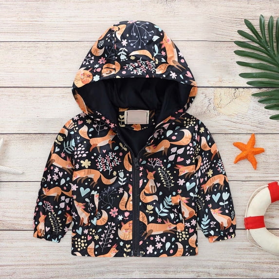 Kayannuo Toddler Winter Coats Warm Jackets for Kids Toddler Kids Baby Boys Girls Fashion Windproof Jacket Hooded Coat Cute Cartoon Print Pattern