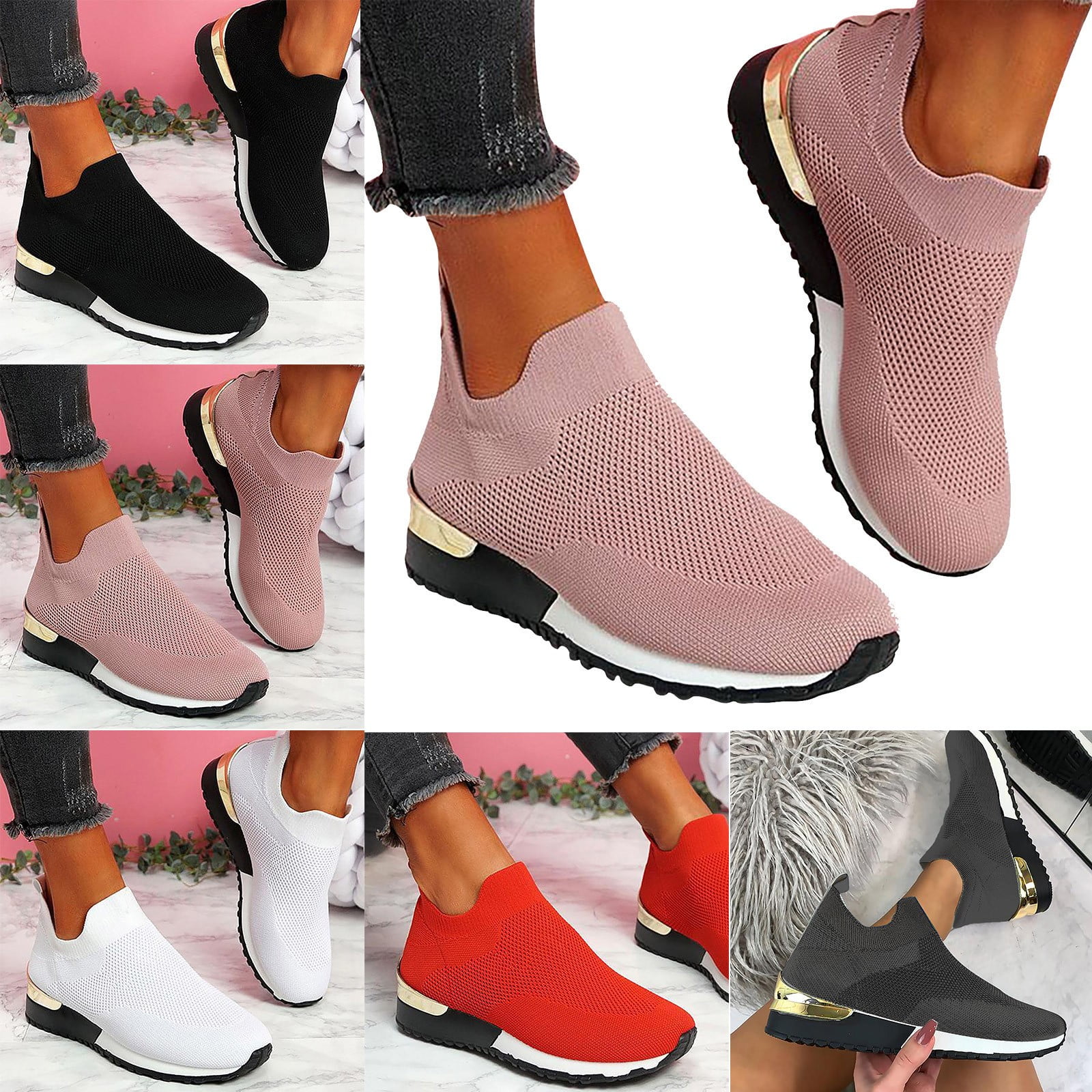 Women's Sneakers Black Canvas Lightweight Orthopedic Walking Shoes for Women