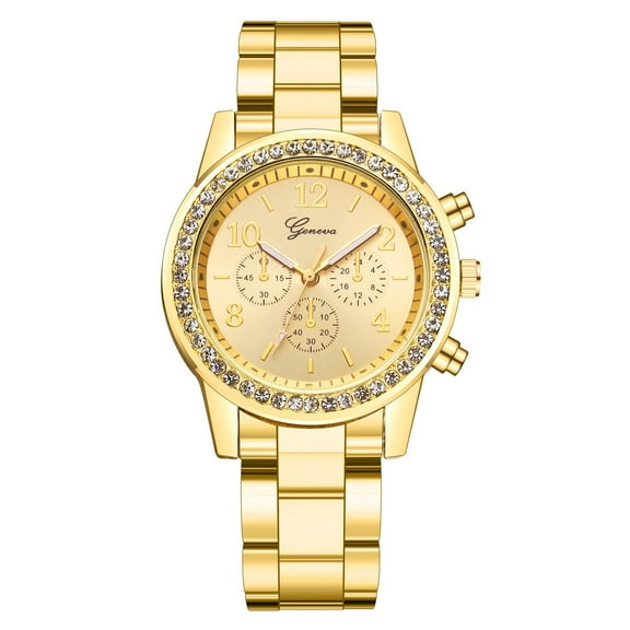 Kayannuo Women Fashion Watch Clock Stainless Steel Casual Dress Wrist Crystal
