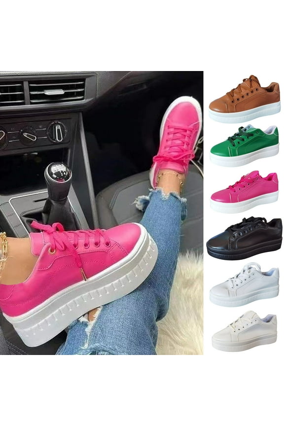 Women Lace Up Platform Sneakers Comfortable Casual Fashion Sneaker Walking Shoes Walking Sneakers Lace Up Shoes