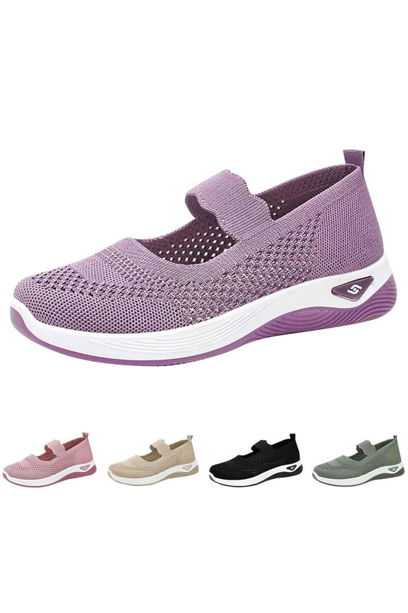 Women's Woven Orthopedic Breathable Soft Shoes Arch Support, Anti-Skid Sports Shoes