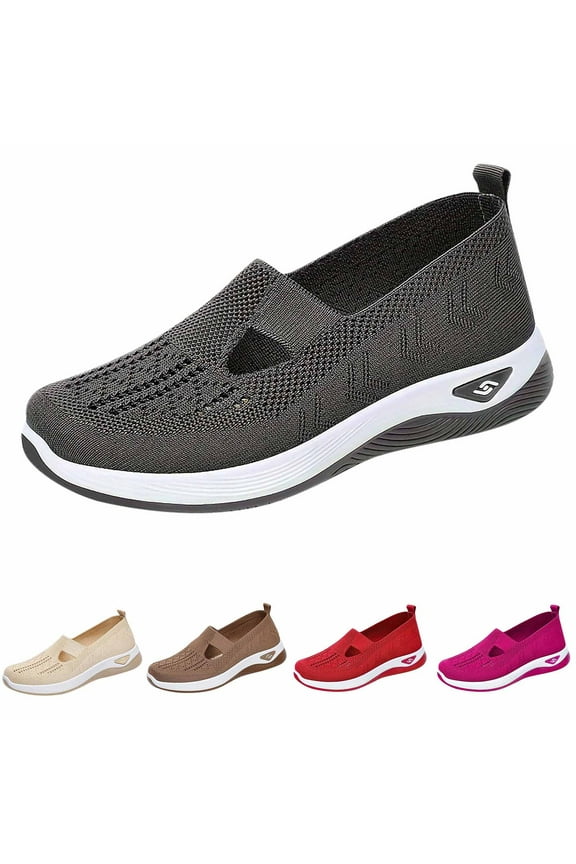 Women's Woven Orthopedic Shoes, Women's Comfortable Breathable Knitted Sneakers, Woven Cut-Out Orthopedic Soft Arch Support Walking Shoes, Slip-On Sneakers for Women