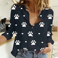 thumbnail image 1 of Kayannuo Womens Blouses Long Sleeve Collar Dog Footprints Print Button Front Tops for Women Fashion versatile Fall Woman Loose Daisy Long Shirt Cotton Ladies Casual Tops T-Shirt Blouse, 1 of 7