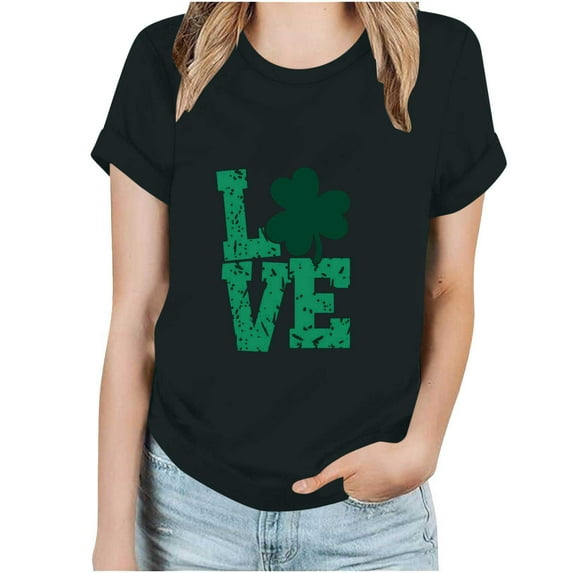 Kayannuo Womens Blouses Short Sleeve T Shirts for Women St. Patrick's Day Women's Fashion Crewneck Printed Short Sleeve T-shirt Casual Loose Shirt Tops