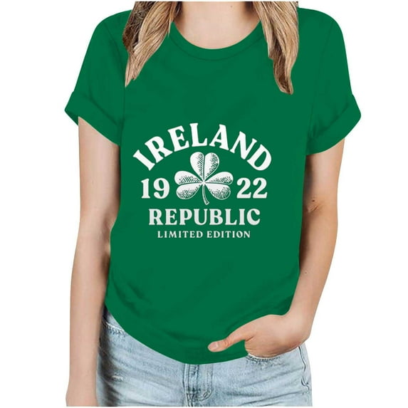 Kayannuo Womens Blouses Short Sleeve T Shirts for Women St. Patrick's Day Women's Fashion Crewneck Printed Short Sleeve T-shirt Casual Loose Shirt Tops
