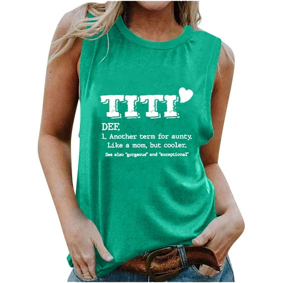 Kayannuo Womens Blouses Sleeveless T Shirts for Women Valentine's Day Women Tank Top Letter Print Casual Tops Blouse T-shirt