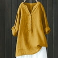 thumbnail image 1 of Kayannuo Womens Blouses Long Sleeve V-Neck Plain Button Front Tops for Women Fashion versatile Fall Miss Loose Button Cotton And Linen Tunic Shirts Summer Shirts Blouse, 1 of 6