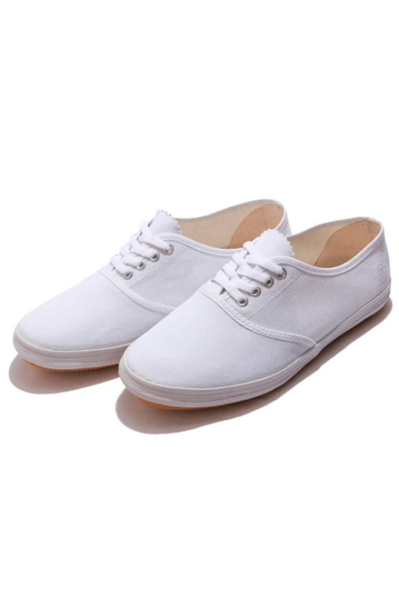 Womens Classic White Sneakers,Low Top White Canvas Shoes,Lightweight Casual Canvas Sneakers