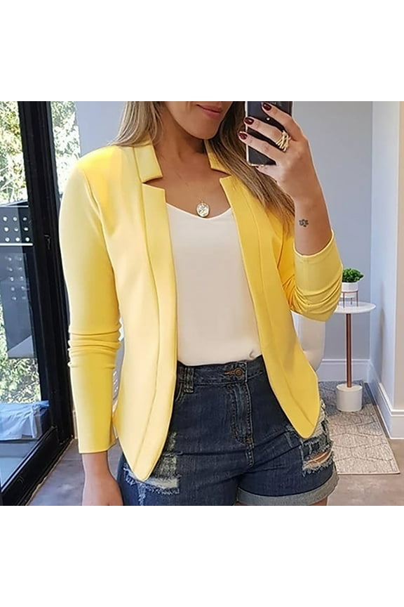 Womens Coats and Jackets Plain Open Front Tops for Women Women's Solid Color Casual Fashion Long-sleeved Cardigan Top Jacket Coat Outerwear