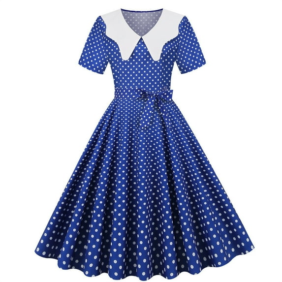 Kayannuo Womens Dresses Print Christmas Dresses For Women 2023 Fashion Summer Women Patchwork Short Sleeve Casual Evening Party Prom Dress Blue