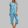 thumbnail image 1 of Kayannuo Womens Pajama Sets Drop Shoulder Short Sleeve Nightshirt Women Casual Fashion Women's Printing Round Neck Short Sleeve Sleepshirt And Pants Sets Loungewear Pajamas With Pockets, 1 of 8