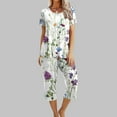 thumbnail image 1 of Kayannuo Womens Pajama Sets Drop Shoulder Short Sleeve Nightshirt Women Casual Fashion Women's Printing Round Neck Short Sleeve Sleepshirt And Pants Sets Loungewear Pajamas With Pockets, 1 of 8