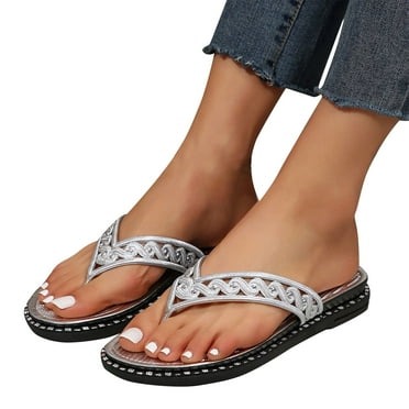Kayannuo Womens Sandals Flip Flops for Women Summer Flip Flops Students Wearing Fashionable Pinky Flat Bottomed Beach Sandals