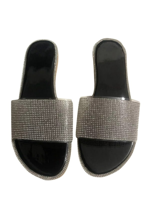 Womens Sandals Flip Flops for Women Women Bright Diamond Casual Outdoor Travel Flip Flop Beach Shoes