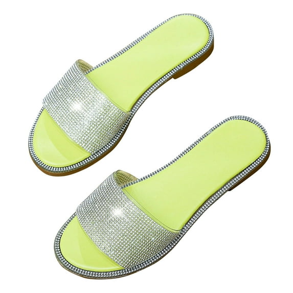 Kayannuo Womens Sandals Flip Flops for Women Women Bright Diamond Casual Outdoor Travel Flip Flop Beach Shoes