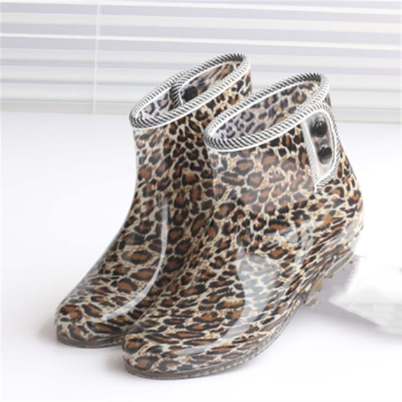 Kayannuo Womens Shoes Boots Womens Fashion Buckle Side Zipper High-heeled Transparent Mid-tube Wedge Heel Women Rain