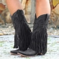 thumbnail image 1 of Kayannuo Womens Shoes Boots Womens Fashion Women's Leather Square Toe Tassel Low-heeled Shoes Western Ankle Cowboy, 1 of 4