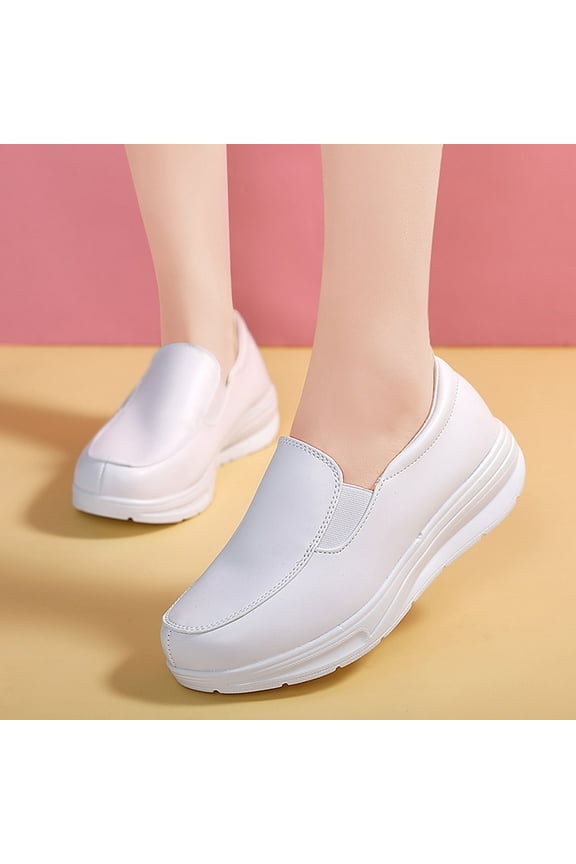 Womens Shoes Summer Womens Fashion Current Season Soft Cushion Nurse Shoes White Slope Heel Pregnant Women's Shoes Mother's Shoes Work Shoes