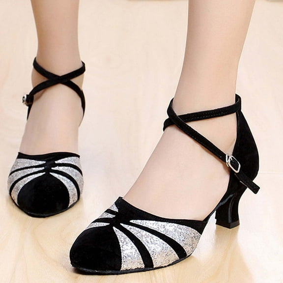 Kayannuo Womens Shoes Summer Womens Fashion Women's Ballroom Tango Latin Dancing Shoes Sequins Shoes Social Dance Shoe