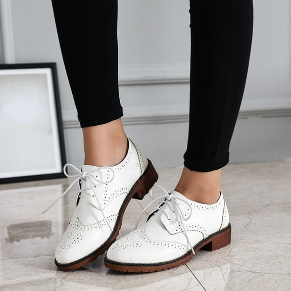 Kayannuo Womens Shoes Summer Womens Fashion Women's Classic Oxfords Lace Up Business Formal Brogue Dress Shoes