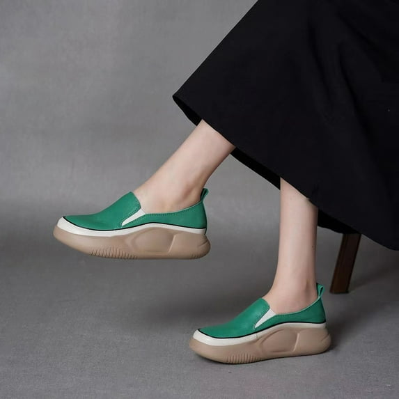 Kayannuo Womens Shoes Shoes for Women New Casual Loafers Women's Thick Bottom One Foot Stirrup Maternity Shoes Soft Leather Retro Single Shoes Women's Shoes Casual Shoes