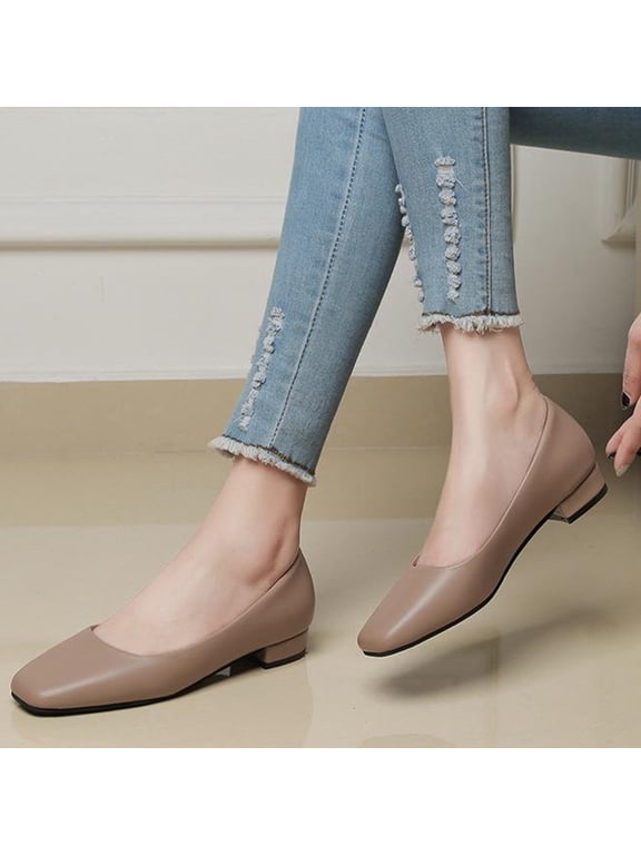 Womens Shoes Summer Womens Fashion Round Head Small Leather Shoes Flat Heel Collision Ladies Single Lazy People Kick Off Shoes