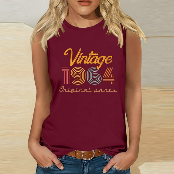 Kayannuo Womens Tops Shirts for Women Valentine's Day 1964 Vintage Shirt For Women 60th Birthday Gifts 1964 Birthday Gifts Idea Retro Short Sleevel T Shirts Party Tops Funny Tees
