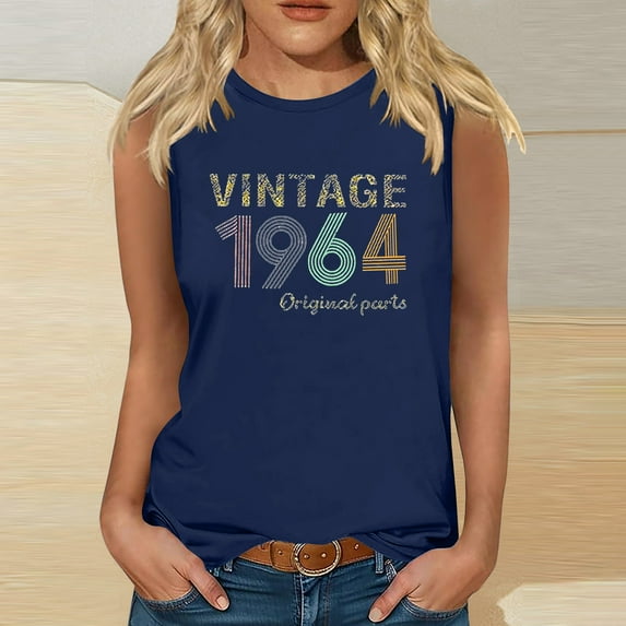 Kayannuo Womens Tops Clearance Shirts for Women Valentine's Day 1964 Vintage Shirt For Women 60th Birthday Gifts 1964 Birthday Gifts Idea Retro Short Sleevel T Shirts Party Tops Funny Tees