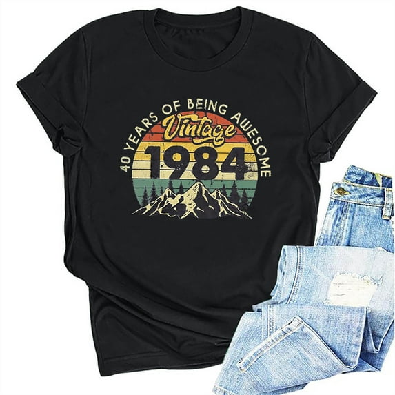 Kayannuo Womens Tops Shirts for Women Valentine's Day 1964 Vintage Shirt For Women 60th Birthday Gifts 1964 Birthday Gifts Idea Retro Short Sleevel T Shirts Party Tops Funny Tees