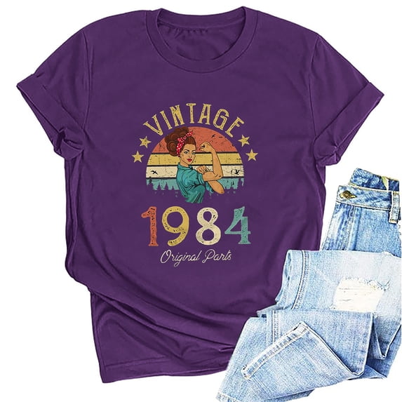 Kayannuo Womens Tops Shirts for Women Valentine's Day 1964 Vintage Shirt For Women 60th Birthday Gifts 1964 Birthday Gifts Idea Retro Short Sleevel T Shirts Party Tops Funny Tees