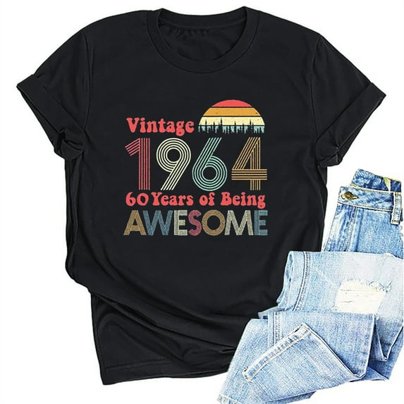 Kayannuo Womens Tops Shirts for Women Valentine's Day 1974 Vintage Shirt For Women 50th Birthday Gifts 1974 Birthday Gifts Idea Retro Short Sleevel T Shirts Party Tops Funny Tees