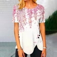 thumbnail image 1 of Kayannuo Womens Tops Shirts for Women Valentine's Day Women's Fashion Printed Loose T-shirt Buttons Short Sleeves Blouse Round-Neck Casual Tops, 1 of 5