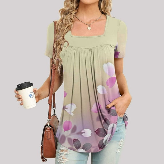 Kayannuo Womens Tops Shirts for Women Valentine's Day Women Fashion Printed Casual V-Neck Short Sleeve Loose T-Shirt Blouse Tops