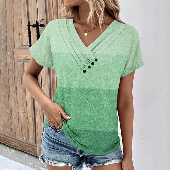 Kayannuo Womens Tops Shirts for Women Valentine's Day Women's Fashion Casual Short Sleeve V-Neck Blouses Shirts