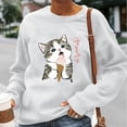thumbnail image 1 of Augper Womens Tops Long Sleeve Fall Clearance Fashion Women Casual O-neck Animal Cat Printing Long-sleeved Sweatshirt, 1 of 4