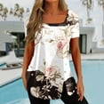 thumbnail image 1 of Kayannuo Womens Tops Shirts for Women Valentine's Day Fashion Womens Casual Printed Square Neck Short Sleeve Buttons Tops Loose Blouses, 1 of 5