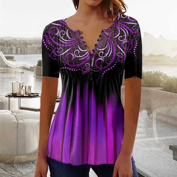 Kayannuo Womens Tops Shirts for Women Valentine's Day Women Fashion Casual Printing Short Sleeve Loose Tee Tops Tunic Blouse